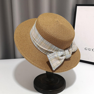 Palarie de paie dama cu panglica in mai multe culori