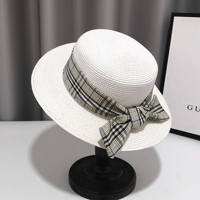 Palarie de paie dama cu panglica in mai multe culori