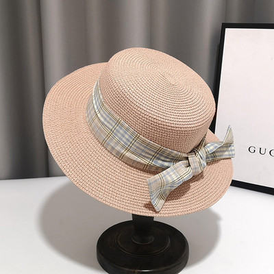 Palarie de paie dama cu panglica in mai multe culori