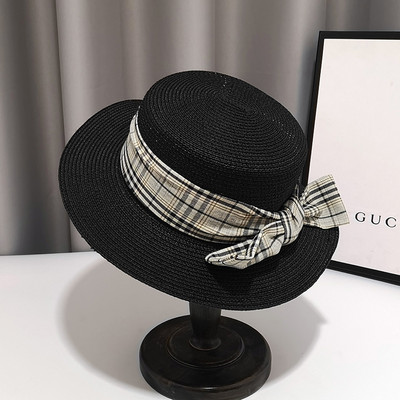 Palarie de paie dama cu panglica in mai multe culori