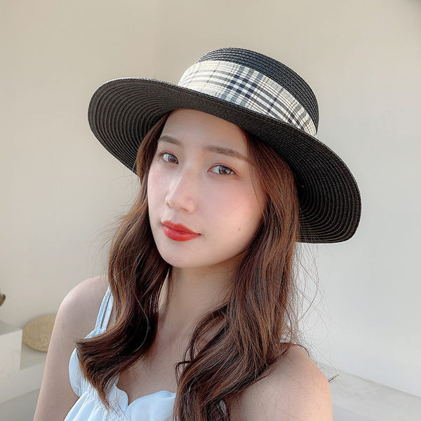 Palarie de paie dama cu panglica in mai multe culori