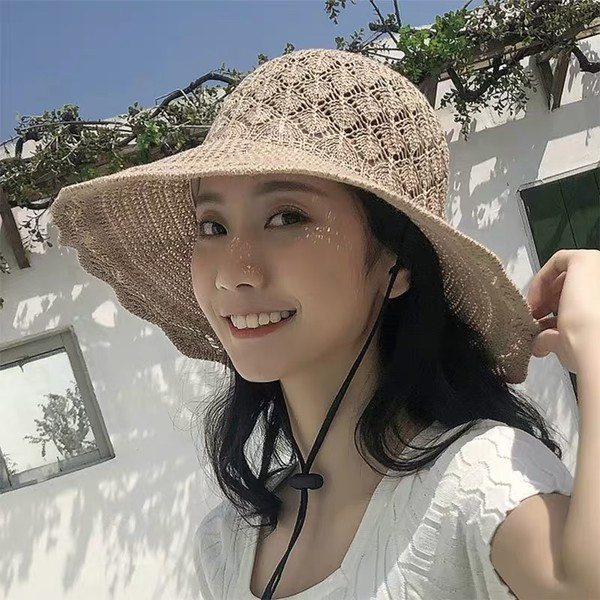 Palarie de vara dama tricotata cu panglica