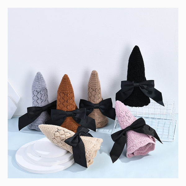 Palarie de vara dama tricotata cu panglica