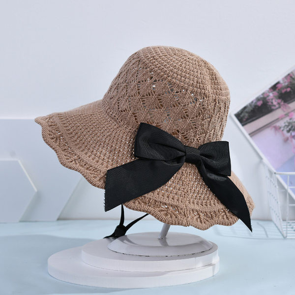 Palarie de vara dama tricotata cu panglica