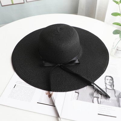 Palarie de protectie solara pentru femei cu bor si panglica