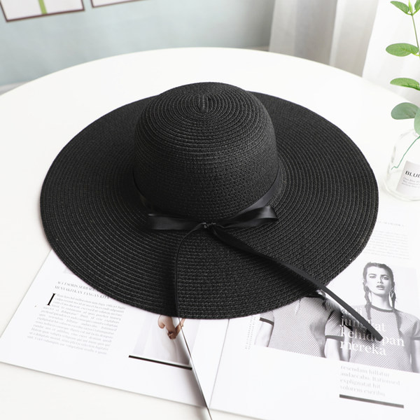 Palarie de protectie solara pentru femei cu bor si panglica