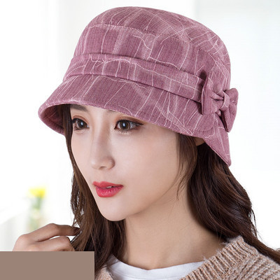 Pălărie de pescuit pentru femei cu o panglică în lateral