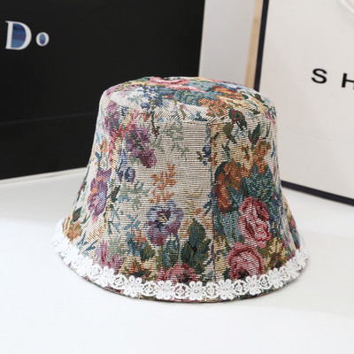 Ženski šešir sa cvjetnim motivima - ribarski tip