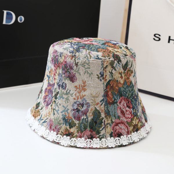 Ženski šešir sa cvjetnim motivima - ribarski tip