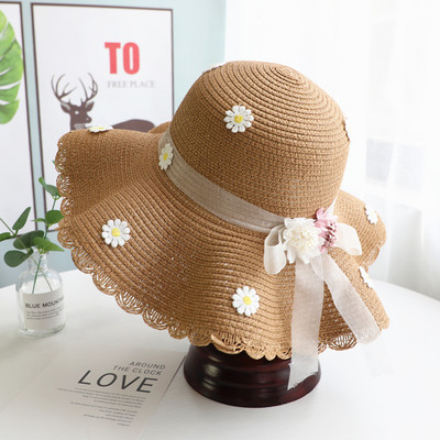 Palarie de vara dama cu franjuri si flori