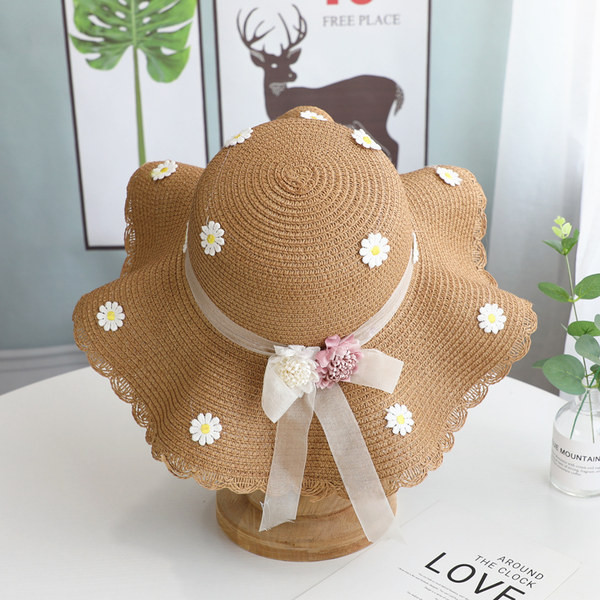 Palarie de vara dama cu franjuri si flori