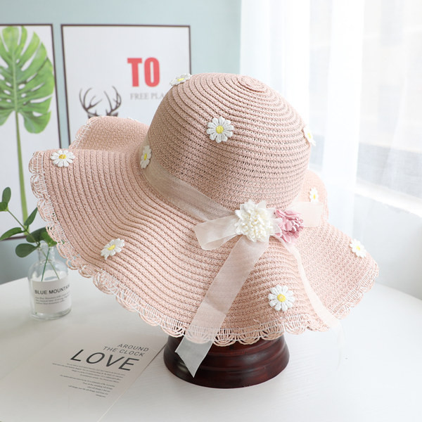 Palarie de vara dama cu franjuri si flori