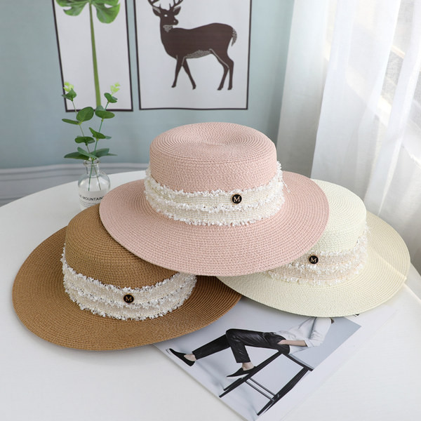 Pălărie de paie pentru femei cu vizor