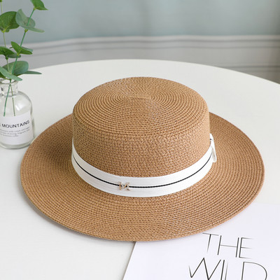 Palarie de plaja de dama cu vizor de paie