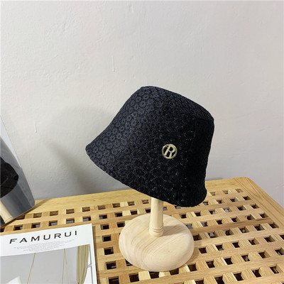 Palarie de pescuit de dama cu flori cu decor metalic