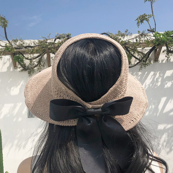 Palarie de vara de dama cu vizor si panglica