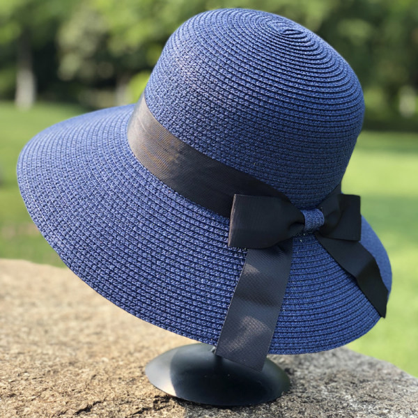 Pălărie de protecție solară pentru femei cu decor panglică