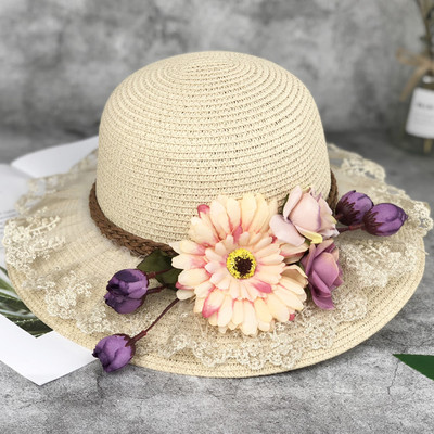 Palarie de vara dama cu decor floral