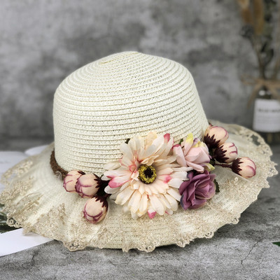 Palarie de vara dama cu decor floral