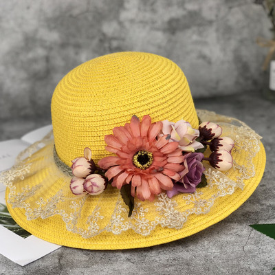 Palarie de vara dama cu decor floral