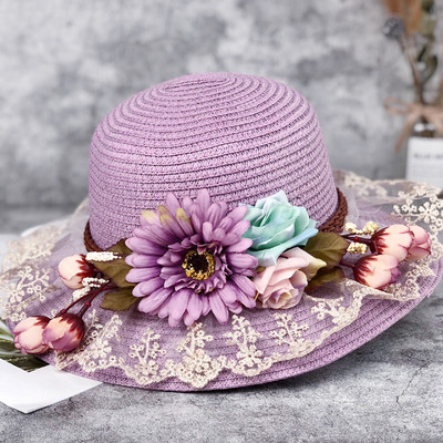 Palarie de vara dama cu decor floral