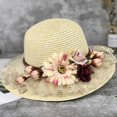 Palarie de vara dama cu decor floral