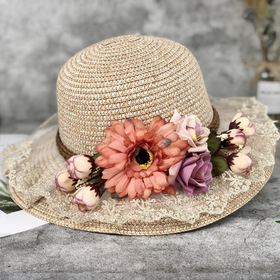 Palarie de vara dama cu decor floral