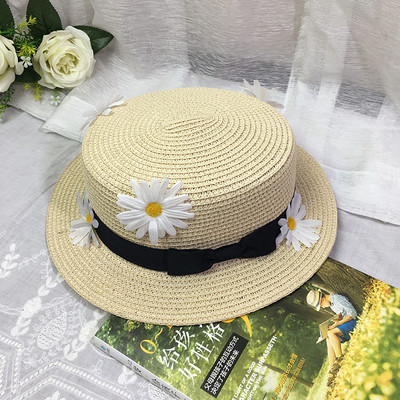 Palarie de paie dama cu margarete si panglica