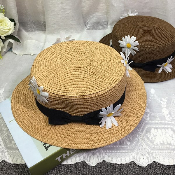 Palarie de paie dama cu margarete si panglica