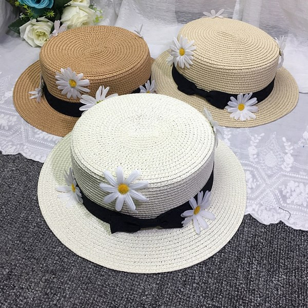 Palarie de paie dama cu margarete si panglica