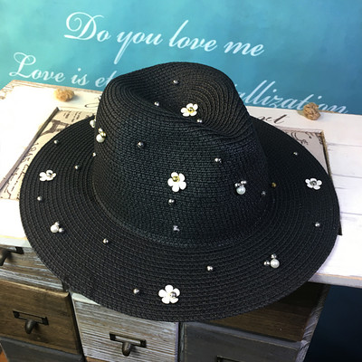 Ženski ljetni šešir s metalnim cvjetićima