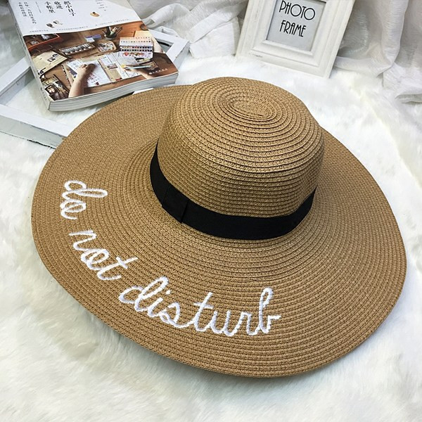 Pălărie de plajă pentru femei cu inscripție la periferie