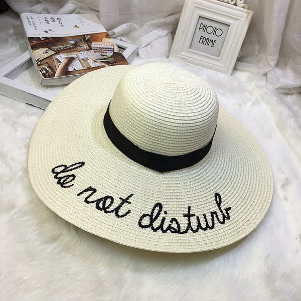Pălărie de plajă pentru femei cu inscripție la periferie
