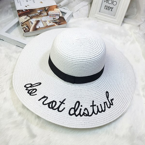 Pălărie de plajă pentru femei cu inscripție la periferie