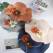 Pălărie de paie pentru femei cu flori 3D