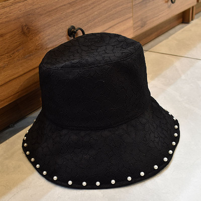 Pălărie modernă de pescuit pentru femei cu perle