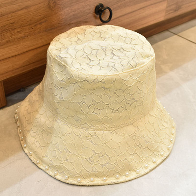 Pălărie modernă de pescuit pentru femei cu perle
