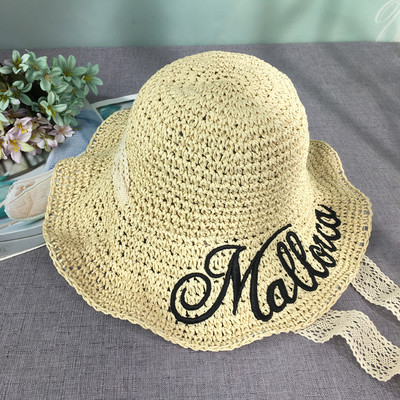 Γυναικείο αντηλιακό καπέλο με κορδέλα από δαντέλα