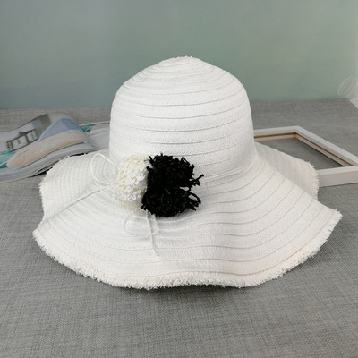 Πολύχρωμο γυναικείο ψάθινο καπέλο με γείσο