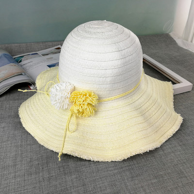 Πολύχρωμο γυναικείο ψάθινο καπέλο με γείσο