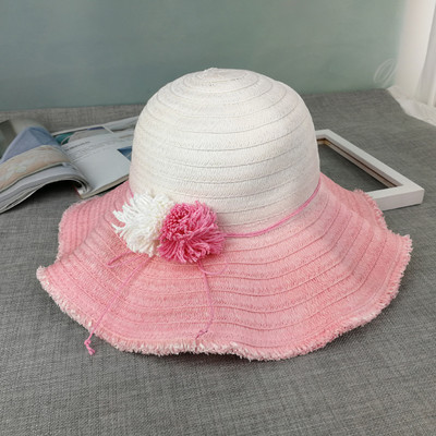 Πολύχρωμο γυναικείο ψάθινο καπέλο με γείσο