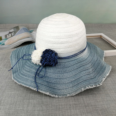 Πολύχρωμο γυναικείο ψάθινο καπέλο με γείσο