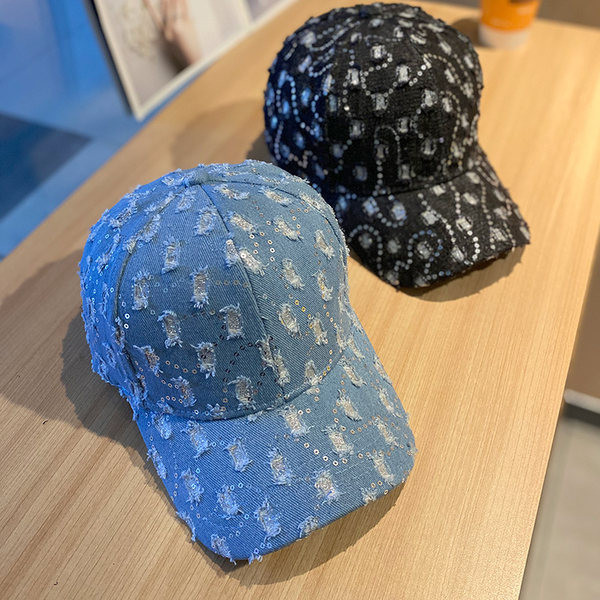 Palarie casual dama cu paiete si motive rupte