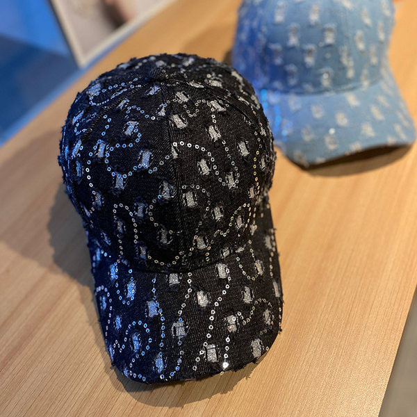 Palarie casual dama cu paiete si motive rupte