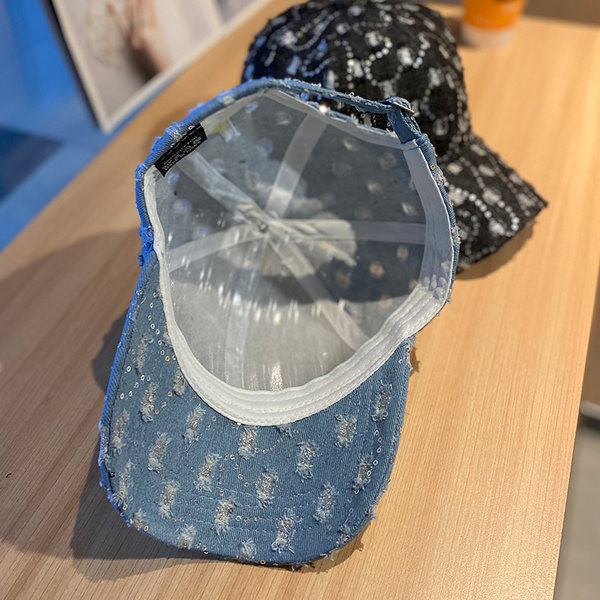 Palarie casual dama cu paiete si motive rupte