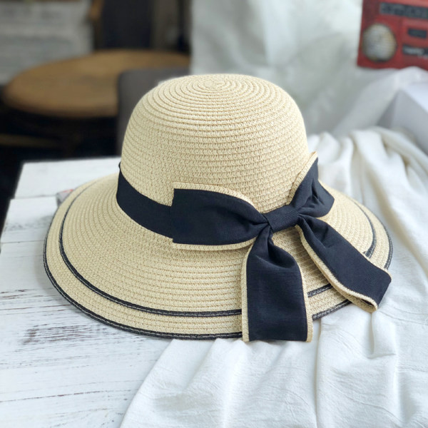 Palarie de plaja dama cu panglica si boru