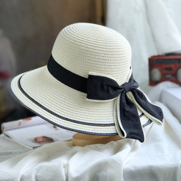 Palarie de plaja dama cu panglica si boru