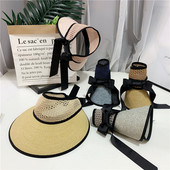 Vizor tip palarie de paie dama cu sireturi