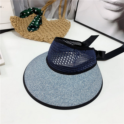 Vizor tip palarie de paie dama cu sireturi