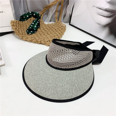 Vizor tip palarie de paie dama cu sireturi